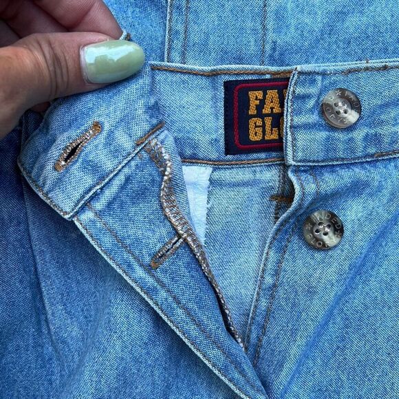 Faded Glory Women's Blue Cotton Pleated Button Down Denim A-Line Skirt - Picture 6 of 7